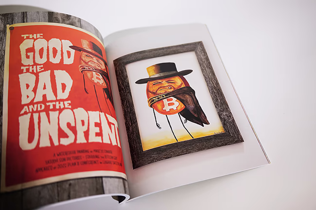 Bitcoin art by Marcus Connor featured in the Genesis Edition of Bitcoin Art Magazine