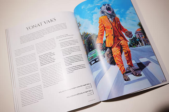 Bitcoin art by Yonat Vaks featured in the Genesis Edition of Bitcoin Art Magazine